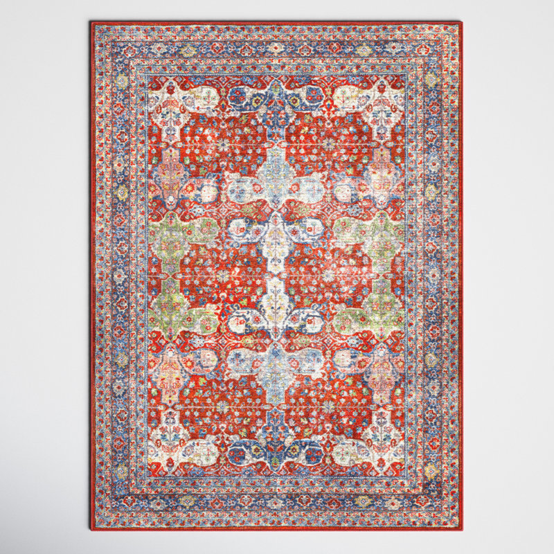 Joss & Main Emmie Oriental Red/Navy Area Rug & Reviews Wayfair